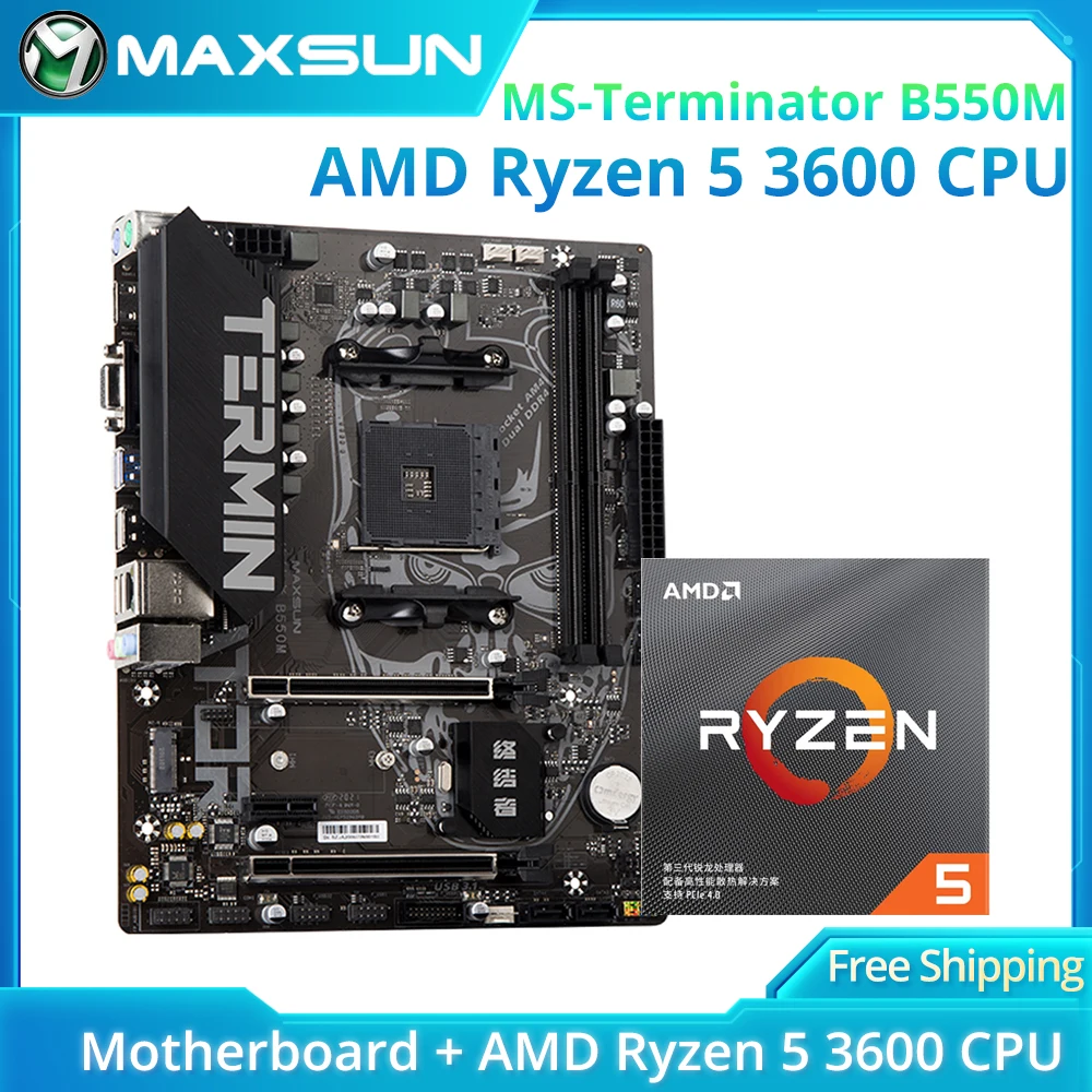 MAXSUN Новый Терминатор B550M с процессором AMD Ryzen 5 3600 3,6 ГГц, комплект материнской платы M.2 PCIE4.0 USB3.1, оригинальный процессор XMP3800MHz
MAXSUN Новый Терминатор B550M с процессором AMD Ryzen 5 3600 3,6 ГГц, комплект материнской платы M.2 PCIE4.0 USB3.1, оригинальный процессор XMP3800MHz