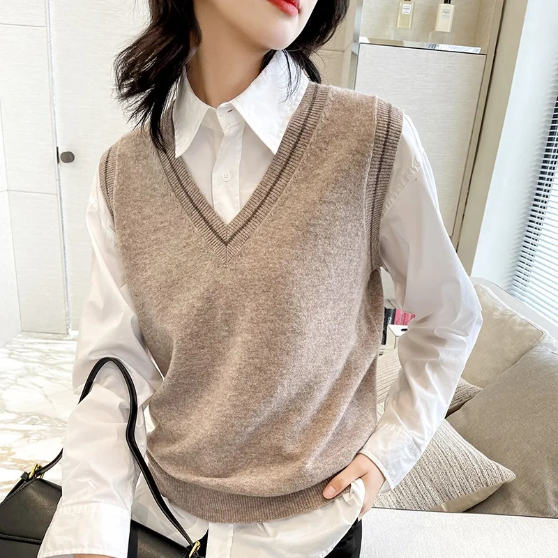 Women Vest 100% Australian Wool Knitting Pullovers Winter Vneck Sleeveless Soft Warm Sweaters Female Tops
Women Vest 100% Australian Wool Knitting Pullovers Winter Vneck Sleeveless Soft Warm Sweaters Female Tops