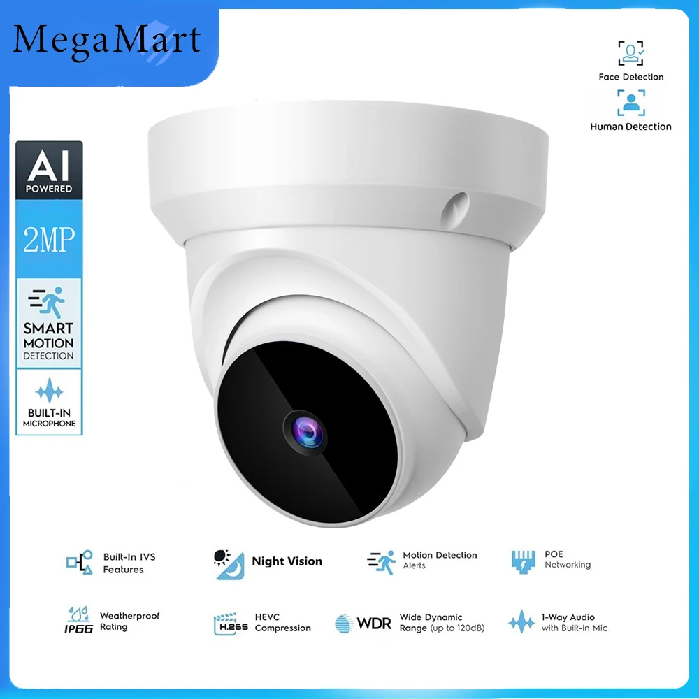 

2MP Indoor Wireless CCTV Dome Camera Wifi Mini Camera IP Camera Smart Home Security Night Vision 360 rotation AI Intelligence