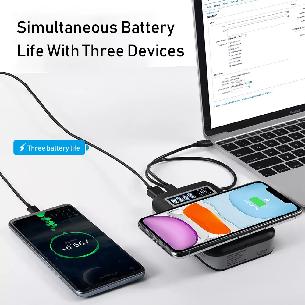 NEW2023 Digital Display 4x18650 Power Bank 18W PD Quick Charging Wireless Adapter Box 
NEW2023 Digital Display 4x18650 Power Bank 18W PD Quick Charging Wireless Adapter Box