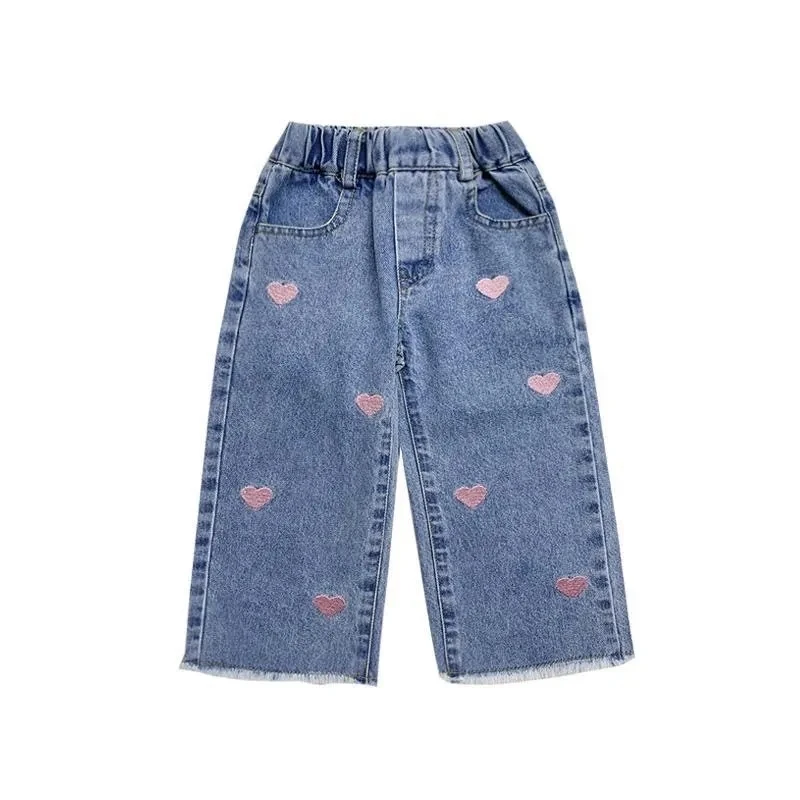 Girls jeans new loose spring autumn pants trousers children's baby kids girls leisure pants embroidered love pants P4 590
Girls jeans new loose spring autumn pants trousers children's baby kids girls leisure pants embroidered love pants P4 590