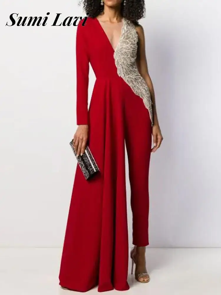 Retro V Neck One Shoulder Long Sleeves Rompers Sequins Patchwork Irregular Jumpsuit Fashion Slim Party Club Overalls Playsuits
Retro V Neck One Shoulder Long Sleeves Rompers Sequins Patchwork Irregular Jumpsuit Fashion Slim Party Club Overalls Playsuits