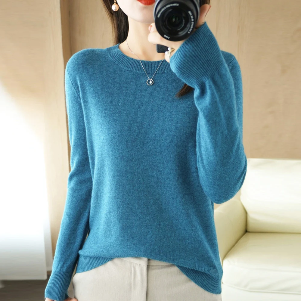 

Женский вязаный свитер из 100% чистой шерсти с V-образным вырезом, однотонный Свободный пуловер «Все в одном», тонкий кашемировый топ на осень и зиму