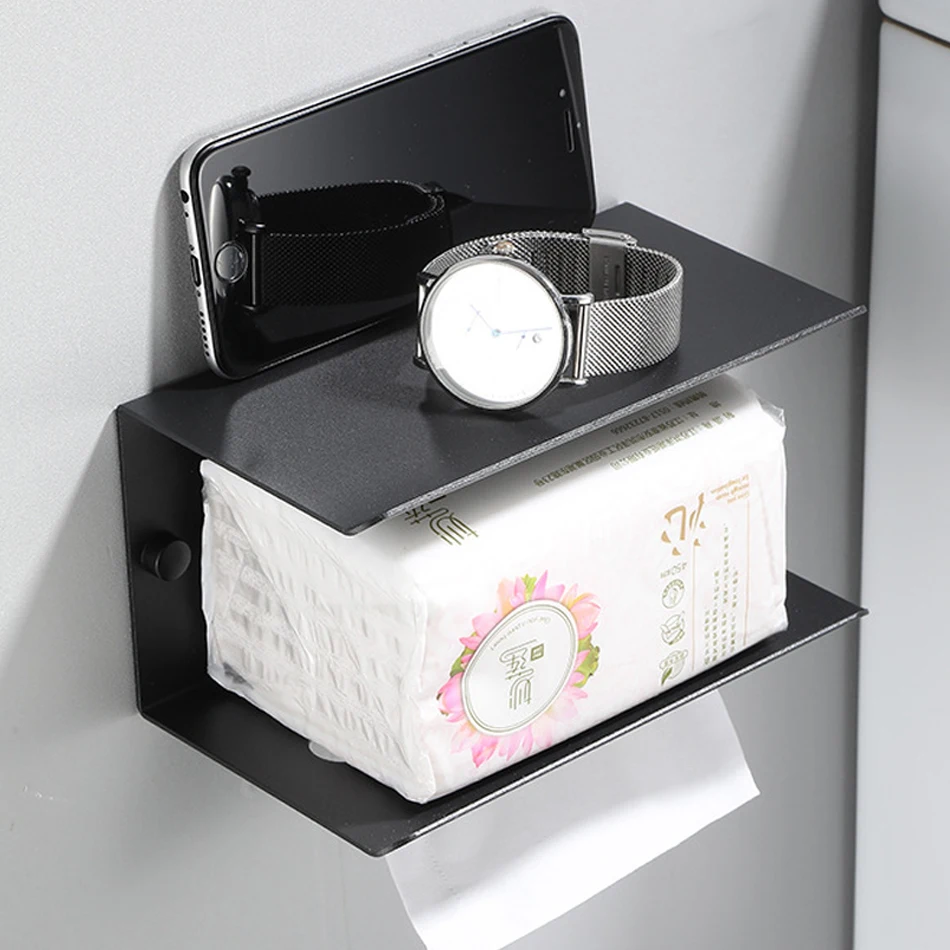 Toilet Paper Holder with Shelf Black Creative Bathroom WC Draw Paper Towel Holders Storage Tissue Rack with Phone Shelf Aluminum
Toilet Paper Holder with Shelf Black Creative Bathroom WC Draw Paper Towel Holders Storage Tissue Rack with Phone Shelf Aluminum