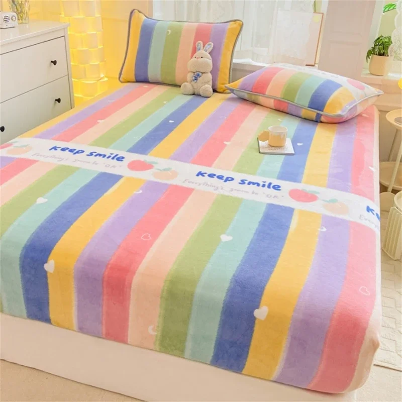 

Warm Winter Couple Bed Sheets Set With Pillows Case King Size Mattress Covers 180x200 Fitted Sheet With An Elastic Band 200x220