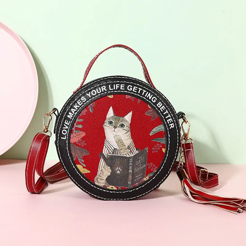 Hand-woven Bag DIY Material Bag Net Celebrity Self-made Gift Gift for Girlfriend Print Kitten Round Bag Shoulder Bag
Hand-woven Bag DIY Material Bag Net Celebrity Self-made Gift Gift for Girlfriend Print Kitten Round Bag Shoulder Bag