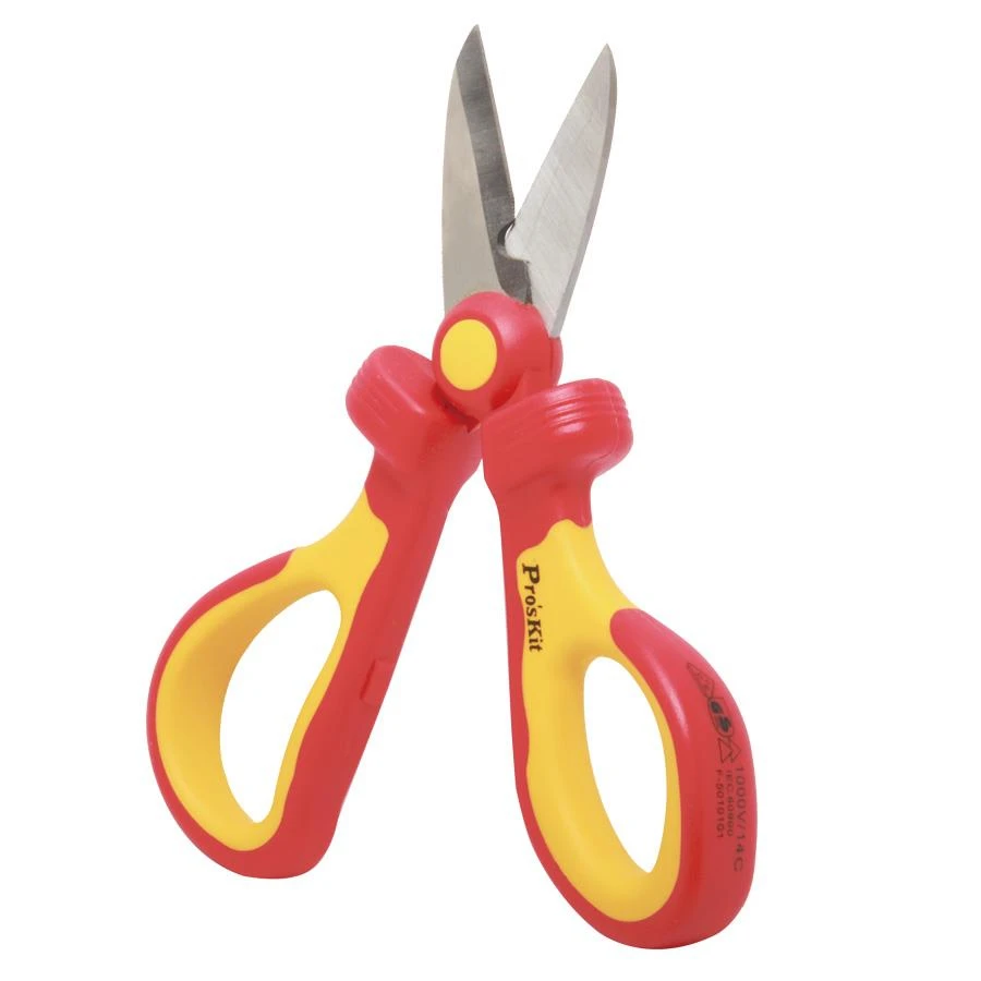 Proskit VDE electrician's scissors, 1000V withstand voltage with stripping hole, two-color non-slip, insulated electrician tools
Proskit VDE electrician's scissors, 1000V withstand voltage with stripping hole, two-color non-slip, insulated electrician tools