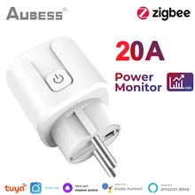 Tuya Smart Socket Plug Zigbee EU 20A Adapter Smart Life Voice Control Power Monitor Outlet Work With Alexa Google Home Yandex