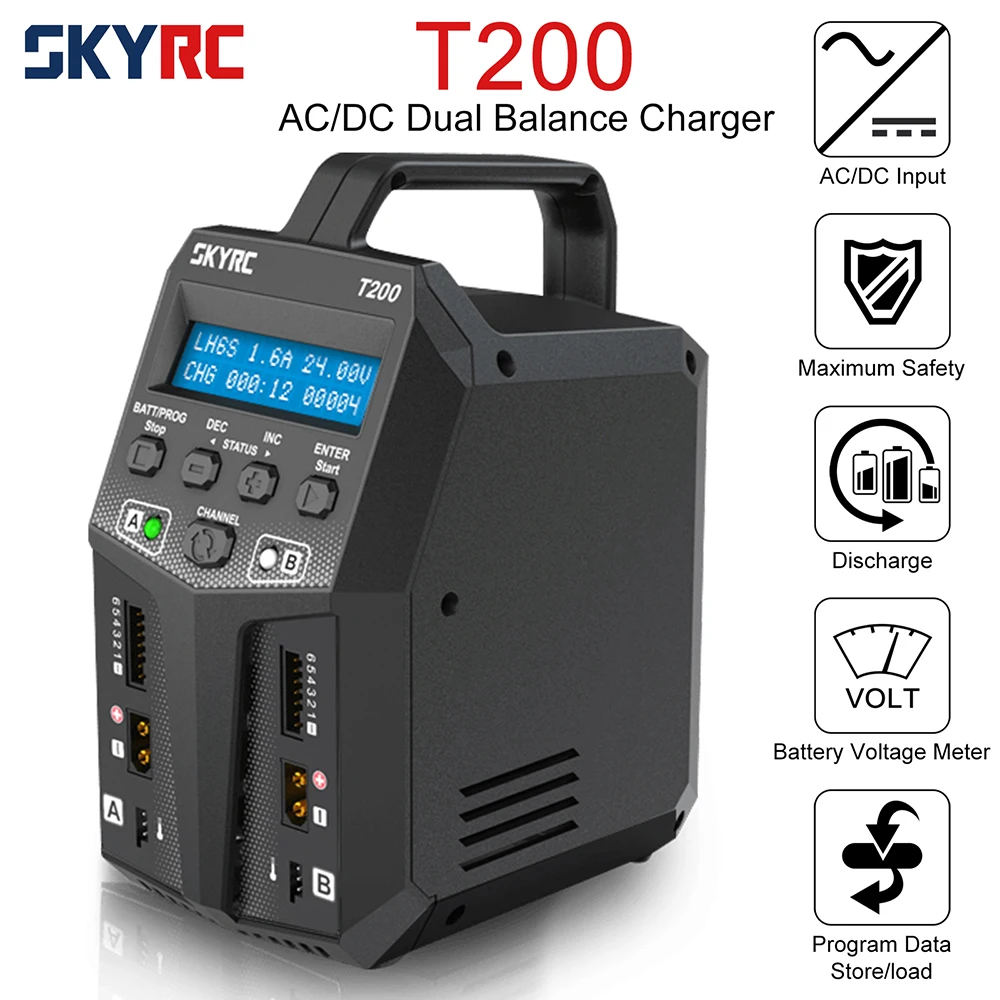 SKYRC T200 AC/DC Lipo зарядное устройство с двойным балансом зарядное устройство Dis для Traxass RC автомобильное зарядное устройство
SKYRC T200 AC/DC Lipo зарядное устройство с двойным балансом зарядное устройство Dis для Traxass RC автомобильное зарядное устройство