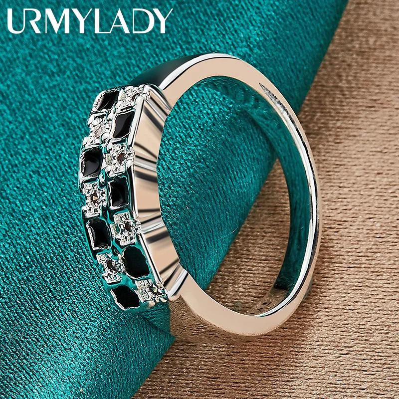 URMYLADY 925 Sterling Silver Black White Lattice Zircon 7-10# Ring For Women Wedding Party Gift Fashion Charm Jewelry
URMYLADY 925 Sterling Silver Black White Lattice Zircon 7-10# Ring For Women Wedding Party Gift Fashion Charm Jewelry
