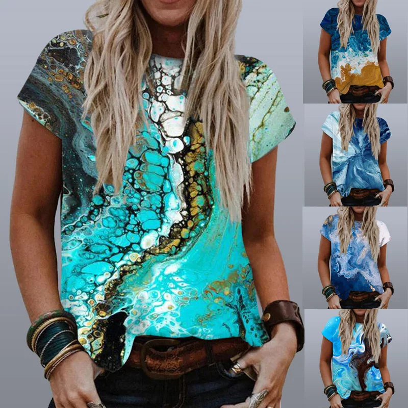2022 Summer Women Watercolor Pattern Printing Tops Lady Casual Loose Clothes Female Round Neck Harajuku Short Sleeve Shirt
2022 Summer Women Watercolor Pattern Printing Tops Lady Casual Loose Clothes Female Round Neck Harajuku Short Sleeve Shirt
