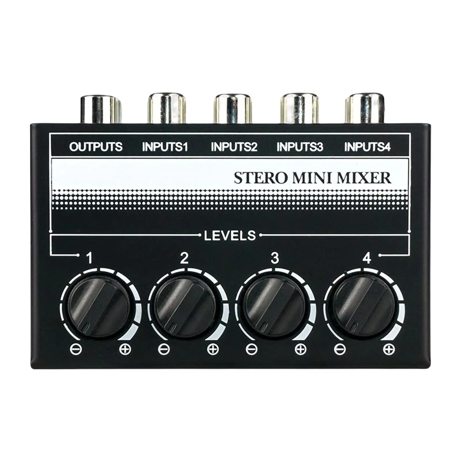 Stereo Mini Audio Mixer 4 Channel Stereo Dispenser RCA Inputs Output for Recording Studio Size 8.5x5.2x4cm High Performance
Stereo Mini Audio Mixer 4 Channel Stereo Dispenser RCA Inputs Output for Recording Studio Size 8.5x5.2x4cm High Performance