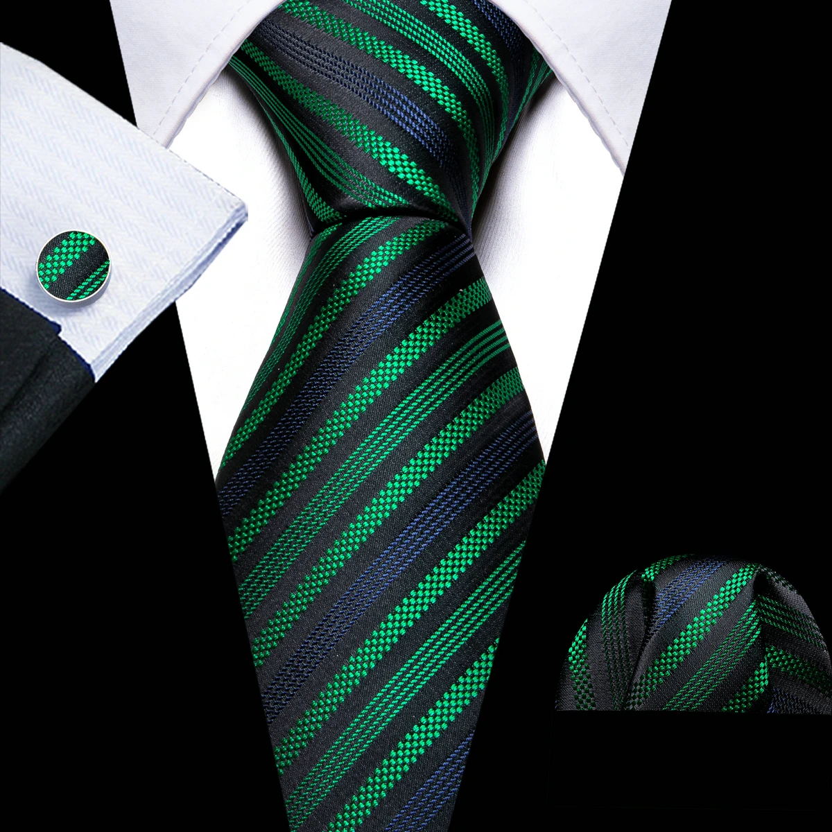 Formal Silk Men Tie Set Green Blue Striped Necktie Handkerchief Cufflinks Business Wedding Gift Dropship Barry. Wang A-6150
Formal Silk Men Tie Set Green Blue Striped Necktie Handkerchief Cufflinks Business Wedding Gift Dropship Barry. Wang A-6150
