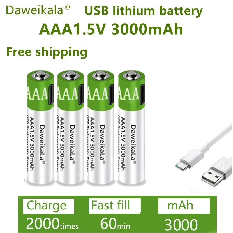 Fast Charging 1.5VAAA Lithium Ion Battery with 3000mah Capacity and USB Rechargeable Lithium USB Battery for Toy Keyboard Toys
Fast Charging 1.5VAAA Lithium Ion Battery with 3000mah Capacity and USB Rechargeable Lithium USB Battery for Toy Keyboard Toys