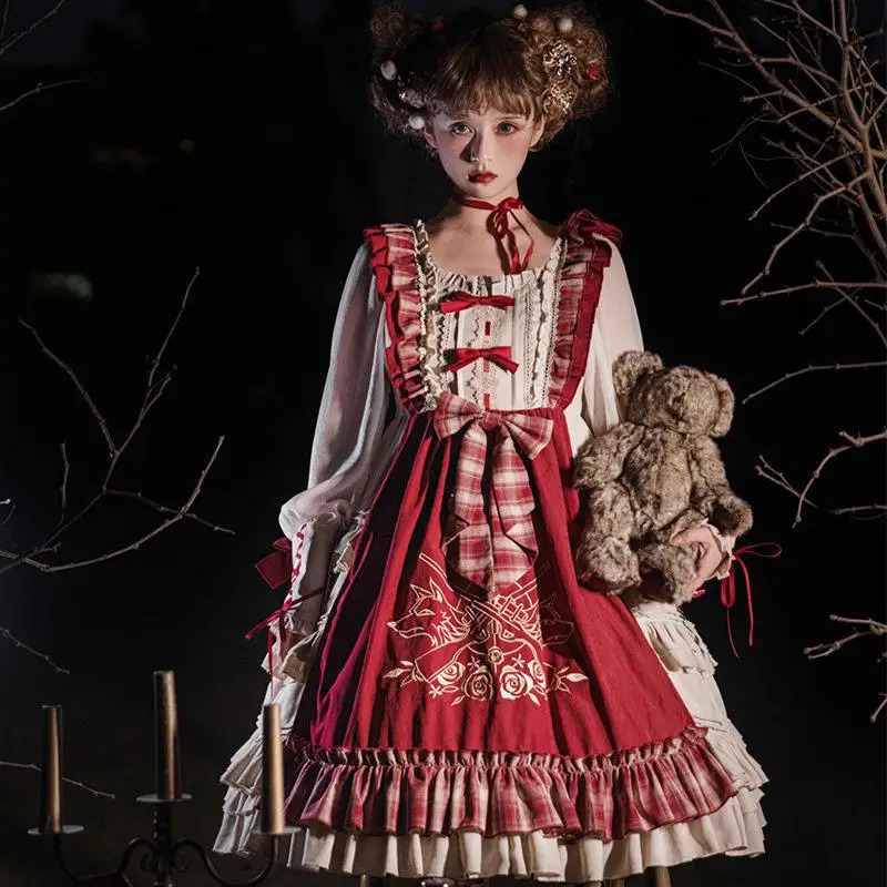 Red Lolita Dresses Women Kawaii Jumper Skirts Girls Miads Princess Sweet Tiered Dress Costume Japanese Harajuku Cosplay Dress
Red Lolita Dresses Women Kawaii Jumper Skirts Girls Miads Princess Sweet Tiered Dress Costume Japanese Harajuku Cosplay Dress