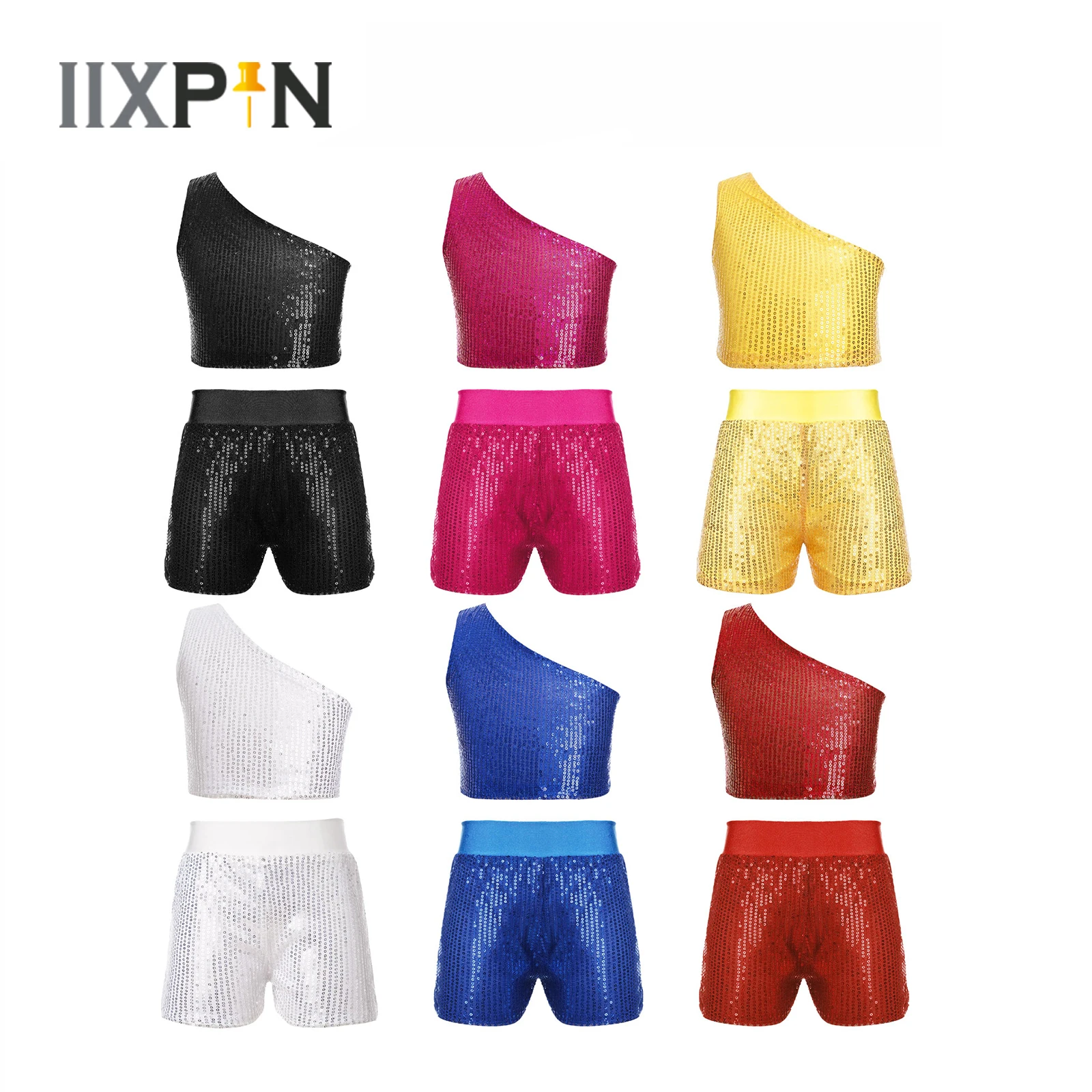 Kids Girls Jazz Ballet Dance Costumes Shiny Sequins Sleeveless Crop Top+Shorts Outfit for Hip Hop Street Dance Stage Performance
Kids Girls Jazz Ballet Dance Costumes Shiny Sequins Sleeveless Crop Top+Shorts Outfit for Hip Hop Street Dance Stage Performance