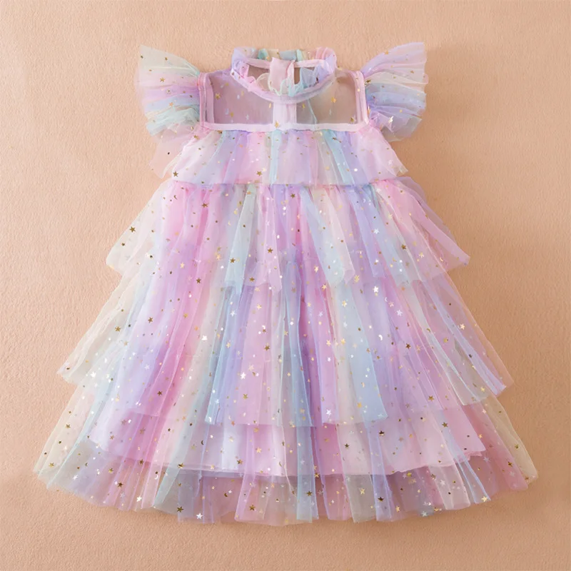 2023 New 1-6T Summer Children Girls' Princess Dress Fashionable Flying Sleeves Mesh Cake Skirt Kids' Rainbow Sequin Dress Wears
2023 New 1-6T Summer Children Girls' Princess Dress Fashionable Flying Sleeves Mesh Cake Skirt Kids' Rainbow Sequin Dress Wears