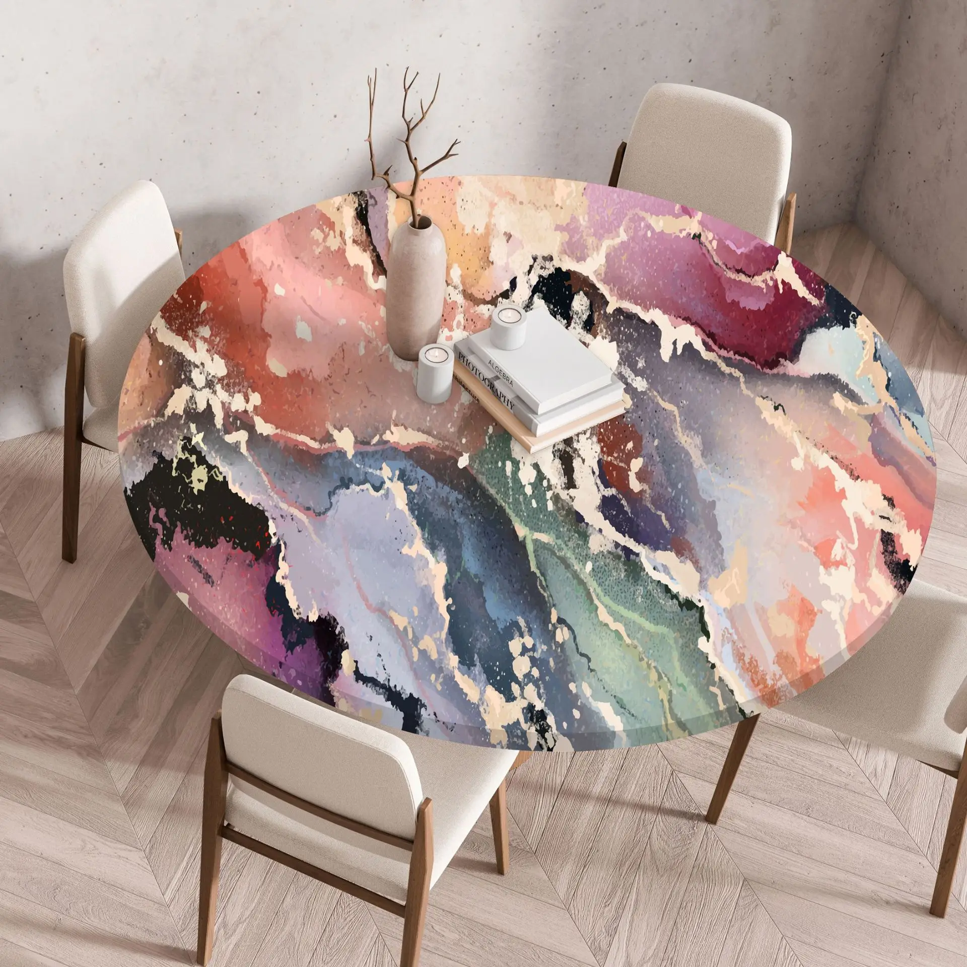 Круглая водонепроницаемая скатерть из полиэстера
Круглая водонепроницаемая скатерть из полиэстера