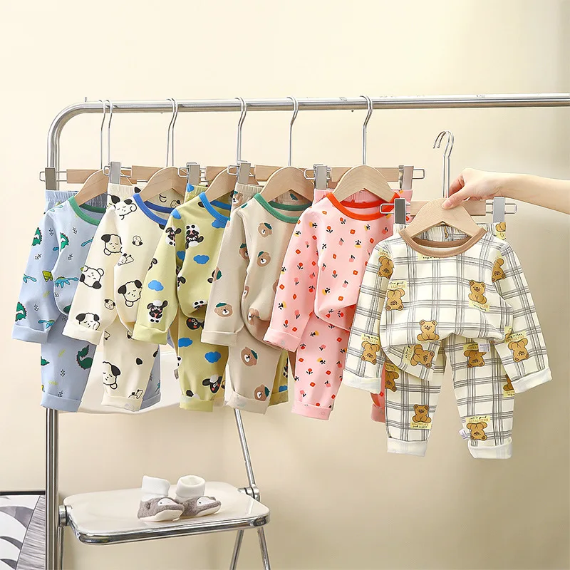 

Комплект детского нижнего белья осень Новинка мебель для мальчиков лайкра Одежда для девочек детские пижамы детская одежда