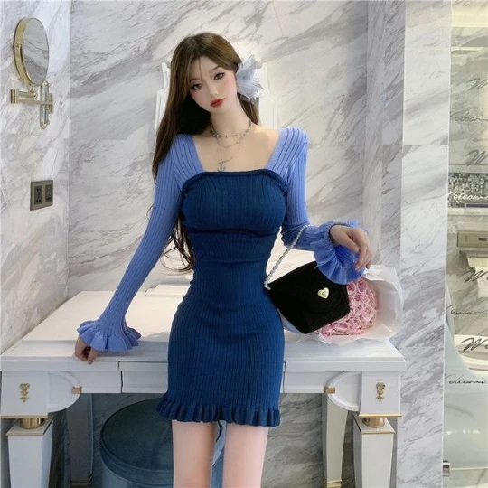 Blue Fungus Neck Tight Fitting Long Sleeve Knitting Knit Camisole Woman Dresses Fall Dress Girl Women Lady Cloth Falda Vestido
Blue Fungus Neck Tight Fitting Long Sleeve Knitting Knit Camisole Woman Dresses Fall Dress Girl Women Lady Cloth Falda Vestido