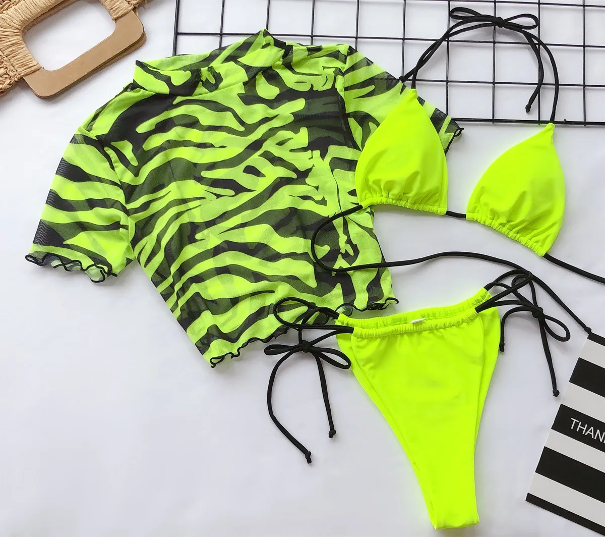Sexy 3 Piece Bikini Set Women Push-up Neon Green Leopard Print Short Sleeve Cover Up Swimsuit Beach Bathing Suit Thong Swimwear
Sexy 3 Piece Bikini Set Women Push-up Neon Green Leopard Print Short Sleeve Cover Up Swimsuit Beach Bathing Suit Thong Swimwear