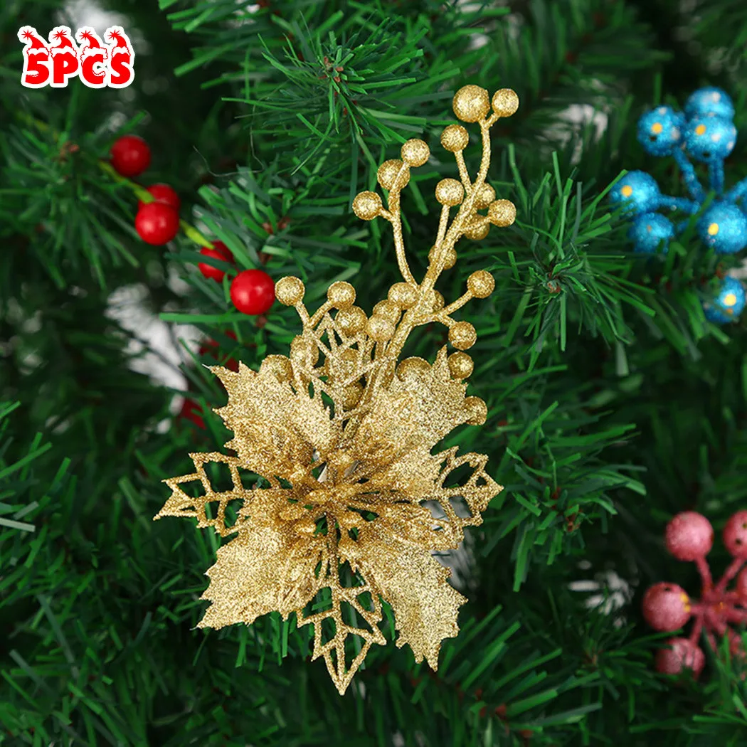 Party Christmas Flower Ornaments Props Tree Xmas 5pcs Bunch Gift Glitter Hanging Holiday Ornament Flower Fruit
Party Christmas Flower Ornaments Props Tree Xmas 5pcs Bunch Gift Glitter Hanging Holiday Ornament Flower Fruit