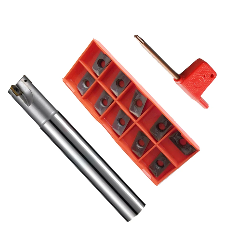 APMT1135PDERDP D12mm 90° 1F Indexable Face End Mill L:130mm D:12mm 10PC APMT1135 Carbide Insert Milling Cutter End Mill Holder
APMT1135PDERDP D12mm 90° 1F Indexable Face End Mill L:130mm D:12mm 10PC APMT1135 Carbide Insert Milling Cutter End Mill Holder