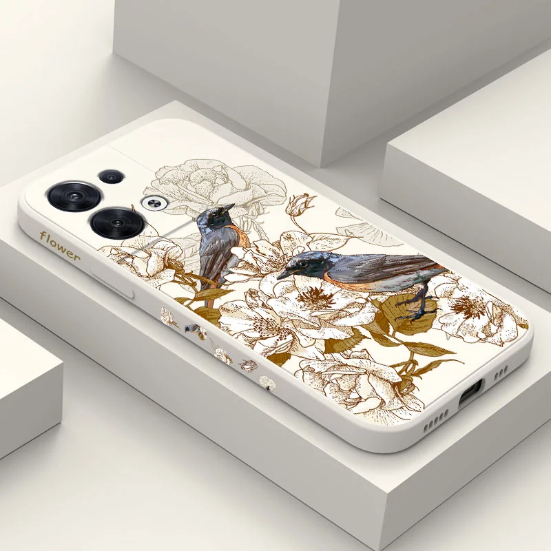 

Classical Birds Phone Case For OPPO Reno 8 8T 8Z 7 7Z 6 5 Pro 4G 5G F19 F9 Pro Liquid Silicone Cover