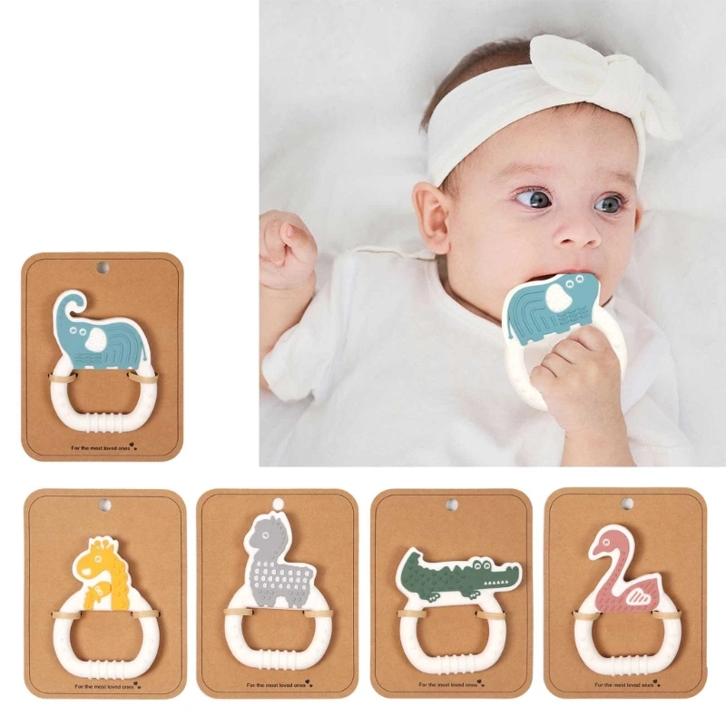 

Teething Pain-Relief Toy Silicone Baby Teether Newborn Molar Chewing Ring Soothing Teether Pacifier Cartoon Animal Dropshipping