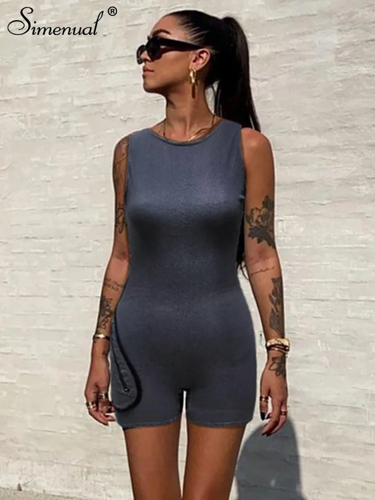Simenual Casual Grey Denim Playsuit Women 2023 Summer Sleeveless O-neck Pockets Zipper Rompers Workout Fitness Female Clothing
Simenual Casual Grey Denim Playsuit Women 2023 Summer Sleeveless O-neck Pockets Zipper Rompers Workout Fitness Female Clothing