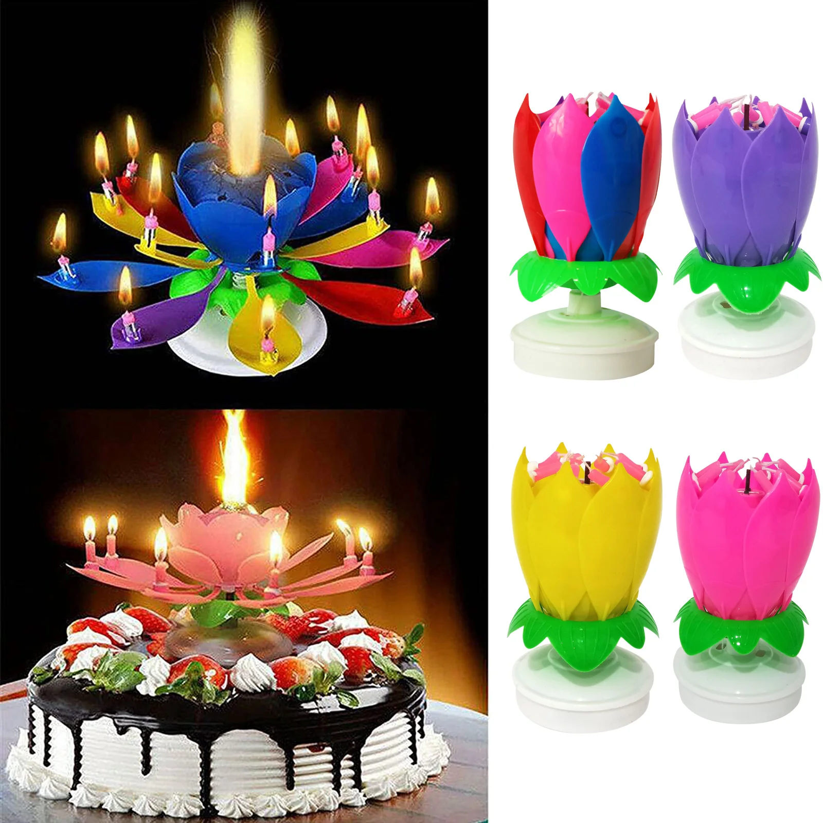 Upgrade Multicolor Rotating Lotus Cake Candle Electronic Music Candle Birthday Wedding
Upgrade Multicolor Rotating Lotus Cake Candle Electronic Music Candle Birthday Wedding