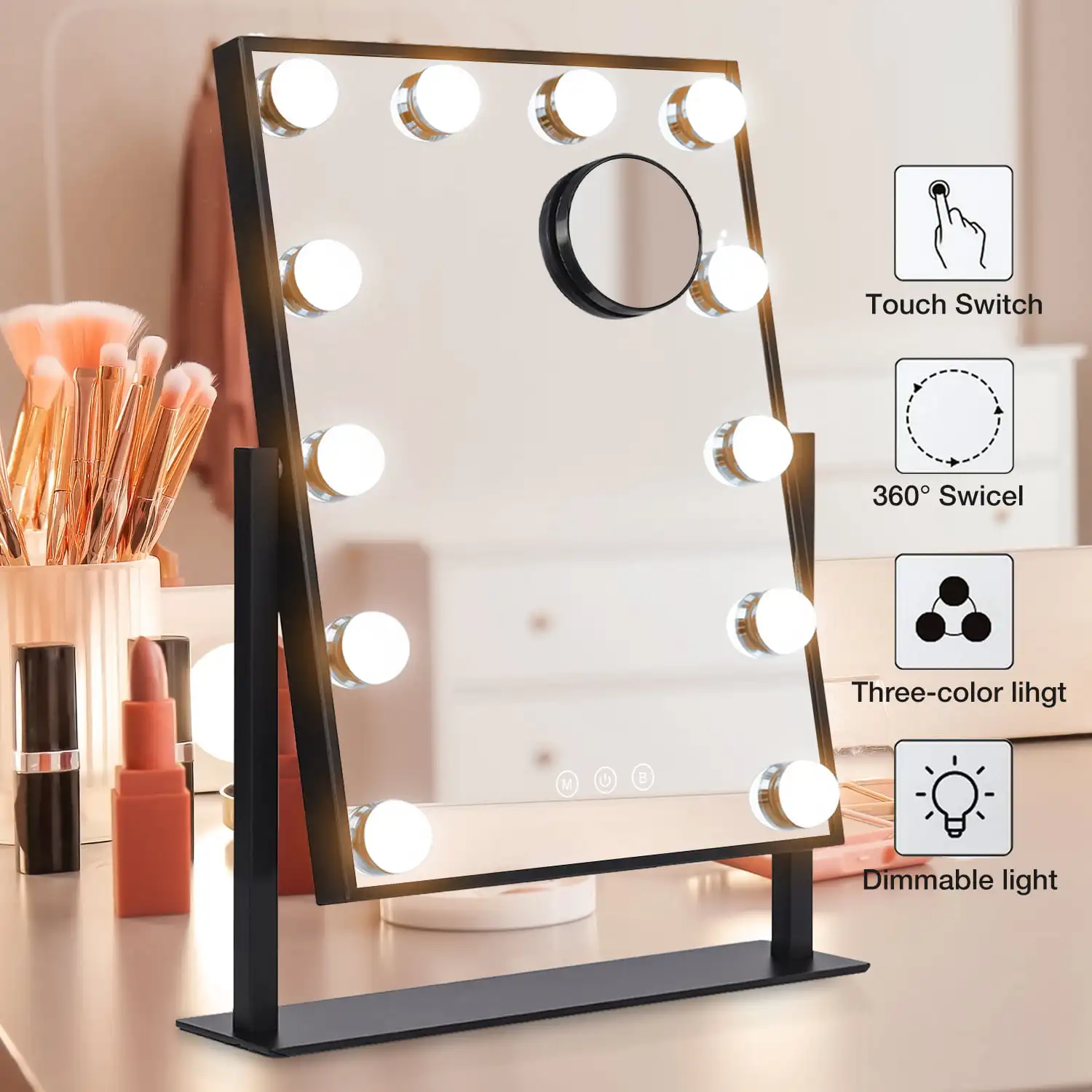 makeup Mirror , (16" x 12" ) with Makeup Lights Large Light up Mirrors 12 LED Bulbs for Bedroom Tabletop
makeup Mirror , (16" x 12" ) with Makeup Lights Large Light up Mirrors 12 LED Bulbs for Bedroom Tabletop