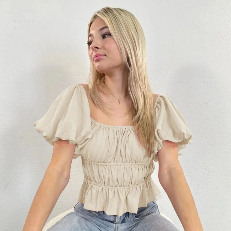Sexy Elegant Women Ruffles Blouses Slash Neck Backless Folds Lantern Sleeve Crop Tops Summer Y2K Streetwear Fashion Lady Clothes
Sexy Elegant Women Ruffles Blouses Slash Neck Backless Folds Lantern Sleeve Crop Tops Summer Y2K Streetwear Fashion Lady Clothes