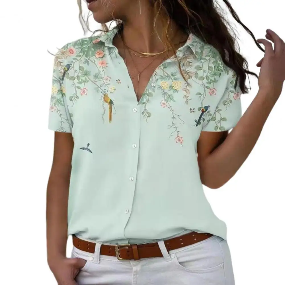 Summer Women Shirt Turn-down Collar Single-breasted Buttons Short Sleeves Mid Length Flower Print Blouses Top Women Clothes
Summer Women Shirt Turn-down Collar Single-breasted Buttons Short Sleeves Mid Length Flower Print Blouses Top Women Clothes