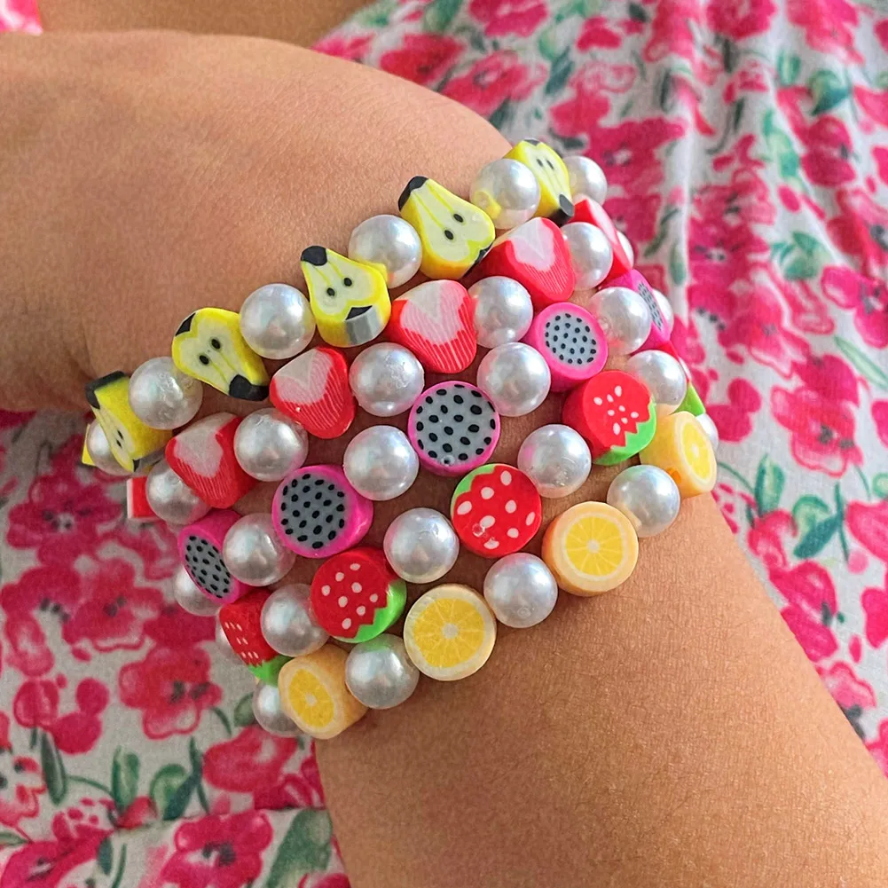 JUST FEEL Korean Sweet Fruit Pearls Beaded Bracelets For Women Girls Rainbow Color Clay Beads Flower Bracelet Cute Jewelry Gift
JUST FEEL Korean Sweet Fruit Pearls Beaded Bracelets For Women Girls Rainbow Color Clay Beads Flower Bracelet Cute Jewelry Gift