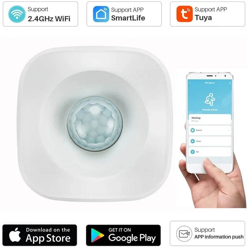 Tuya WiFi Smart PIR Motion Detection Sensor Security Burglar Alarm Sensor Smart Life App Control Support Alexa Google Home
Tuya WiFi Smart PIR Motion Detection Sensor Security Burglar Alarm Sensor Smart Life App Control Support Alexa Google Home