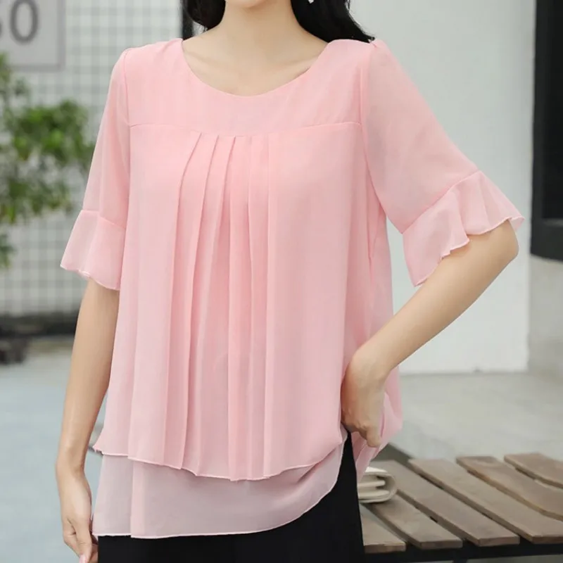 Chiffon Tops For Woman Summer Outfit 2023 Simple Solid Color Loose Casual Blouses Flare Short Sleeve O Neck Blouse Shirts S-5XL
Chiffon Tops For Woman Summer Outfit 2023 Simple Solid Color Loose Casual Blouses Flare Short Sleeve O Neck Blouse Shirts S-5XL