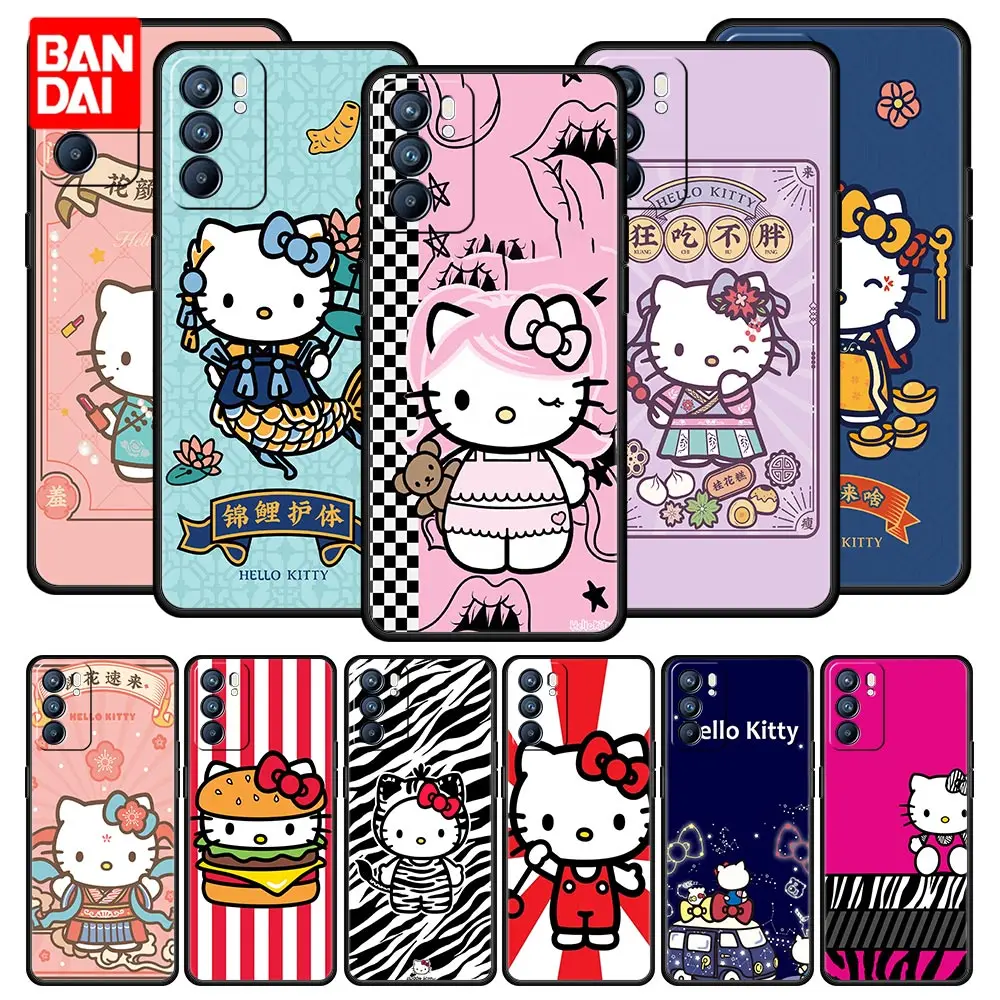 

Hello Kitty Drawing Case for Oppo A3s A5s A9 A15 A31 A52 A53 A54 A74 A93 A94 F19 Pro 4G Silicone Funda Capa Luxury Capinha Cover