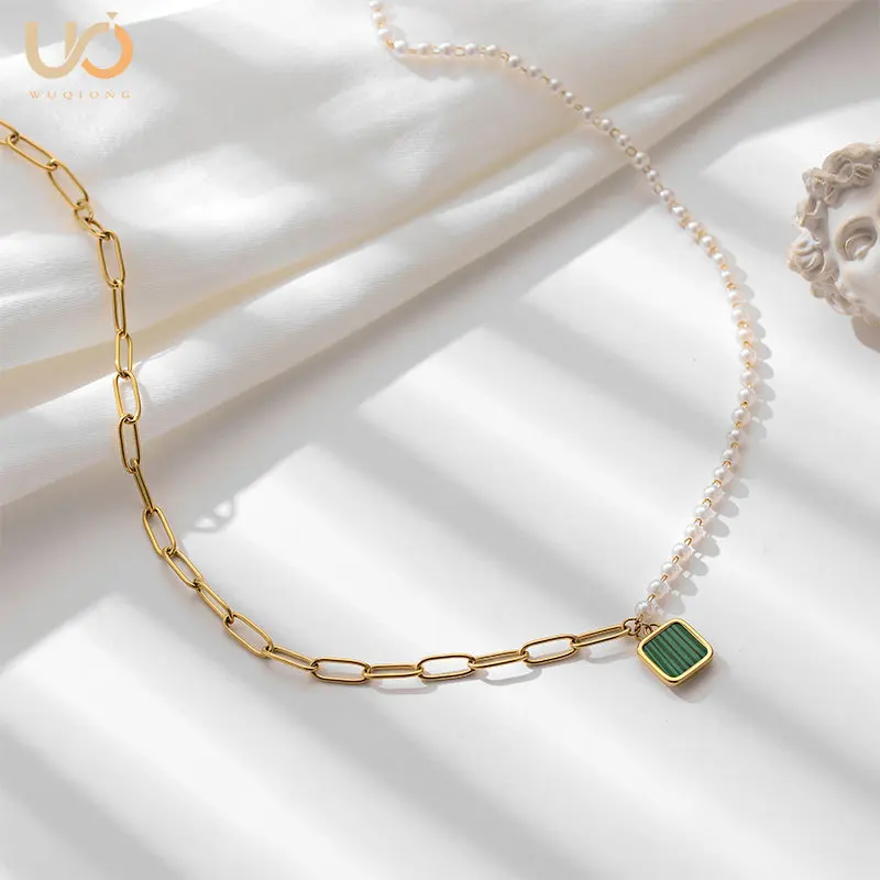 Korean Fashion Pearl Chain Short Necklace Turquoise Pendant Collarbone Chain Titanium Plated 18k Gold
Korean Fashion Pearl Chain Short Necklace Turquoise Pendant Collarbone Chain Titanium Plated 18k Gold