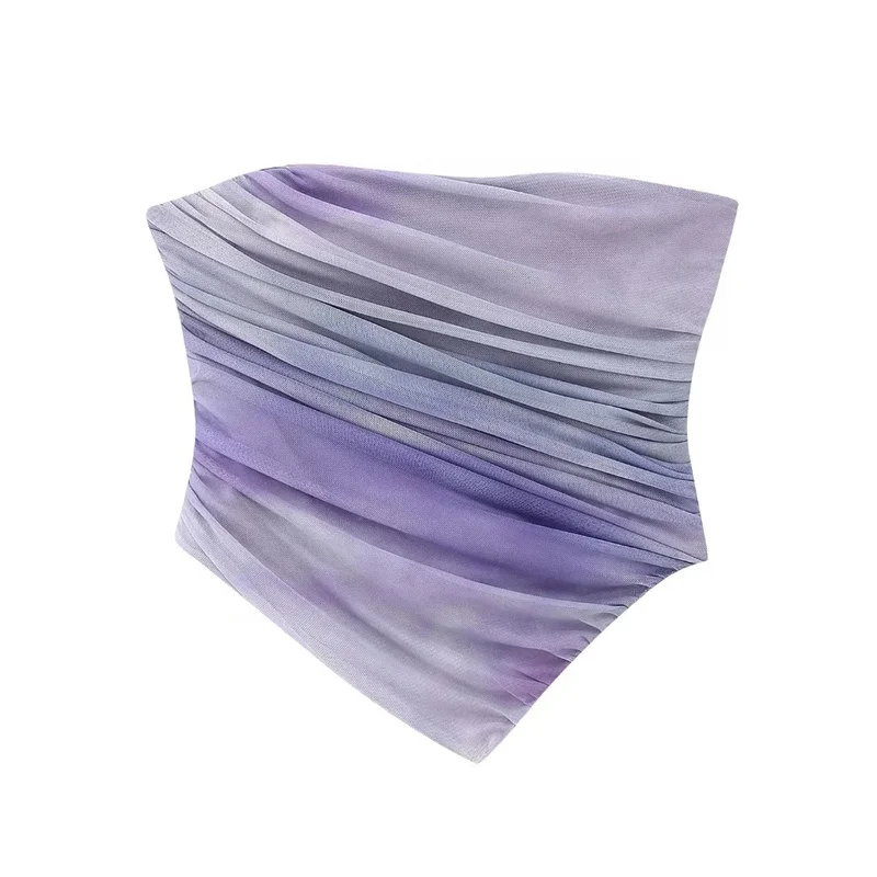 TRAF 2023 Tulle Strapless Top For Women Summer Purple Straight Neckline Sweet Top Fashion Asymmetric Hem Ruched Fabric Party Top
TRAF 2023 Tulle Strapless Top For Women Summer Purple Straight Neckline Sweet Top Fashion Asymmetric Hem Ruched Fabric Party Top