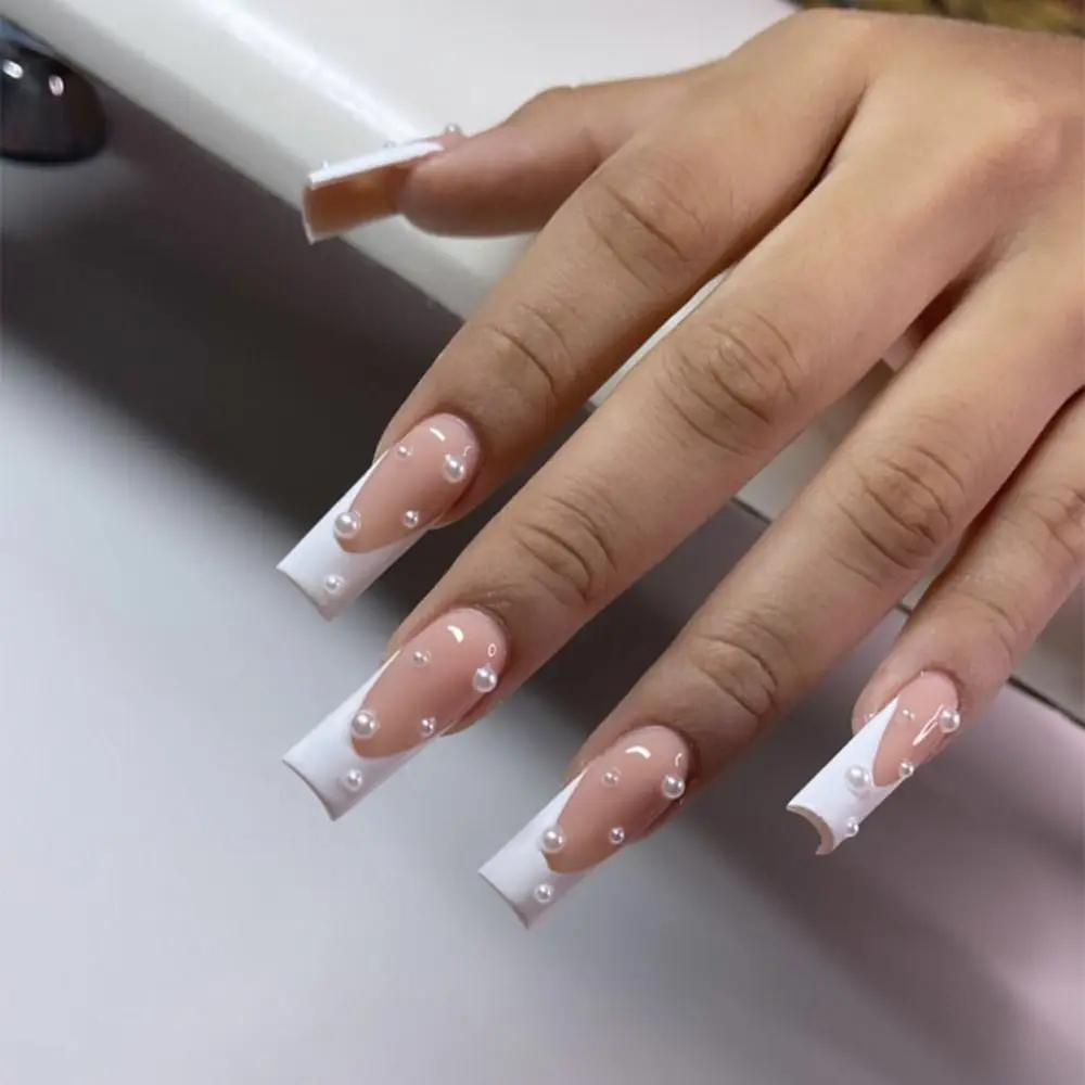 Nail Tips Wearable DIY Press on Nails Square Head Long French Pearl Fake Nails
Nail Tips Wearable DIY Press on Nails Square Head Long French Pearl Fake Nails