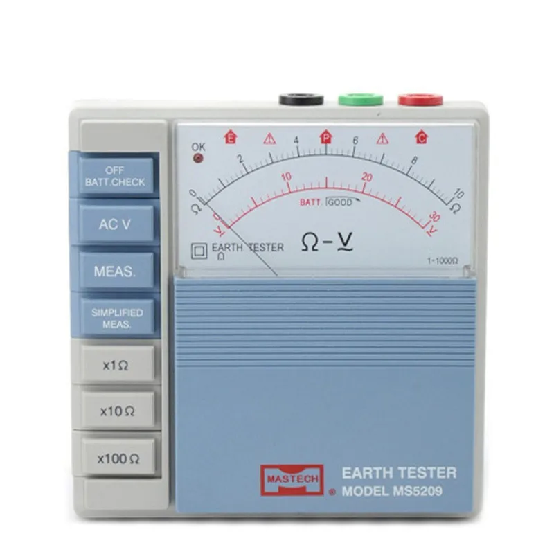MASTECH MS5209 аналоговый измеритель сопротивления заземления, Мегаомметр, аналоговый 1-1K маломощный указатель, прибор для проверки сопротивления заземлению
MASTECH MS5209 аналоговый измеритель сопротивления заземления, Мегаомметр, аналоговый 1-1K маломощный указатель, прибор для проверки сопротивления заземлению