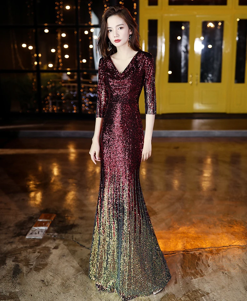 Sparkly Sexy Mermaid Evening Dresses Long Sequined V-Neck Wine Red Navy Blue Green Evening Gowns For Party Vestidos De Fiesta
Sparkly Sexy Mermaid Evening Dresses Long Sequined V-Neck Wine Red Navy Blue Green Evening Gowns For Party Vestidos De Fiesta