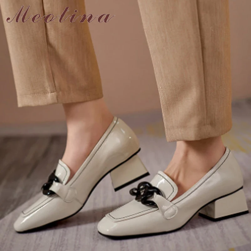 Meotina Women Shoes Natural Genuine Leather High Heel Pumps Chain Fashion Thick Heels Footwear Square Toe Dress Shoes Spring 42
Meotina Women Shoes Natural Genuine Leather High Heel Pumps Chain Fashion Thick Heels Footwear Square Toe Dress Shoes Spring 42