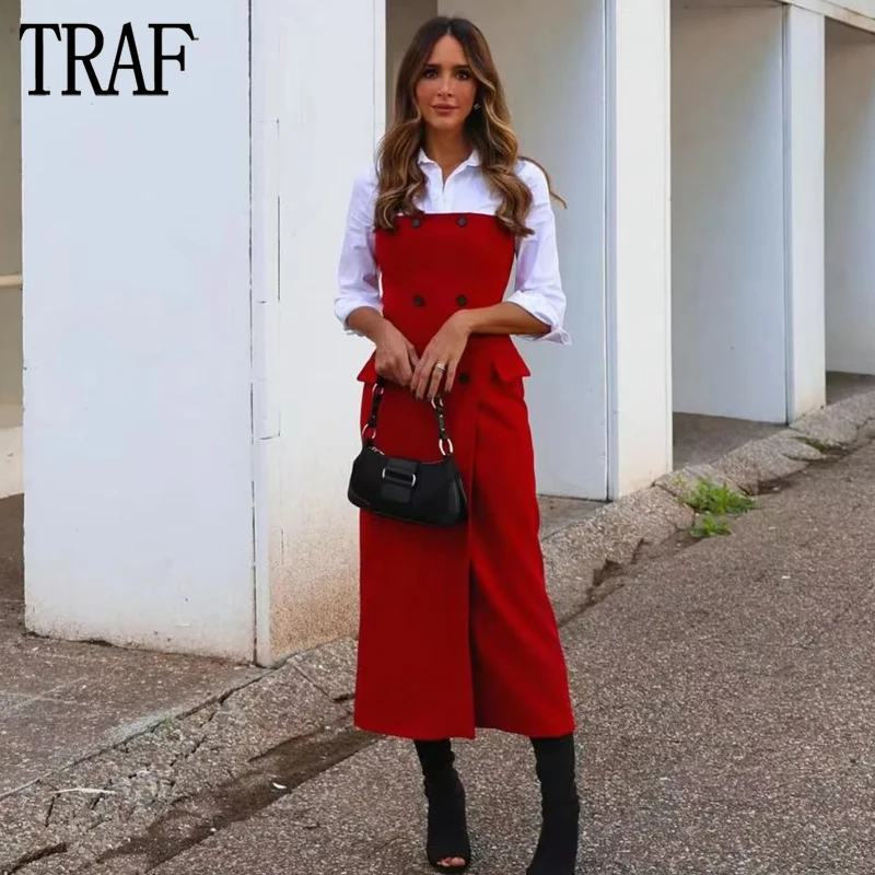 TRAF Red Corset Midi Dress Woman Off Shoulder Long Dresses for Women 2023 Sexy Backless Female Dress Double Breasted Dress Women
TRAF Red Corset Midi Dress Woman Off Shoulder Long Dresses for Women 2023 Sexy Backless Female Dress Double Breasted Dress Women
