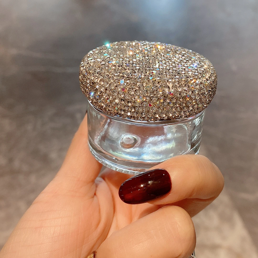 Sparkling Empty Glass Jar Cosmetics Jar Makeup Cream Container Bottles Bling Rhinestone Travel Bottle Face Lotion Refillable
Sparkling Empty Glass Jar Cosmetics Jar Makeup Cream Container Bottles Bling Rhinestone Travel Bottle Face Lotion Refillable