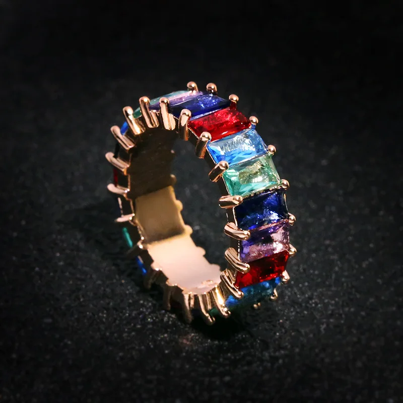 Creative Square Design Gold Color Baguette Ring For Women party gift charm Multicolor CZ Finger Rainbow Zircon HIp hop Jewelry
Creative Square Design Gold Color Baguette Ring For Women party gift charm Multicolor CZ Finger Rainbow Zircon HIp hop Jewelry