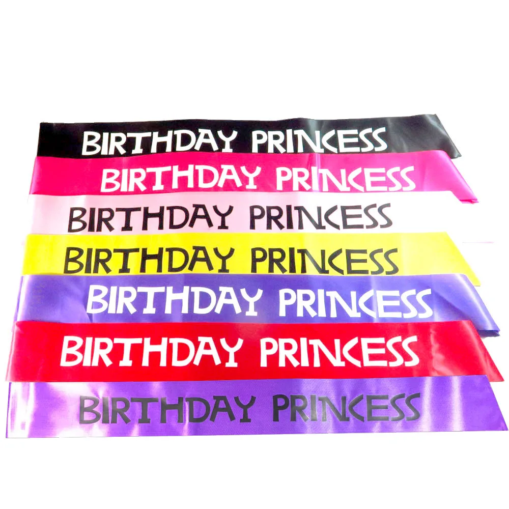 Satin ribbon Birthday princess sash Pink Purple black etc colorful fabric girls ceremony sashes event party supplies
Satin ribbon Birthday princess sash Pink Purple black etc colorful fabric girls ceremony sashes event party supplies