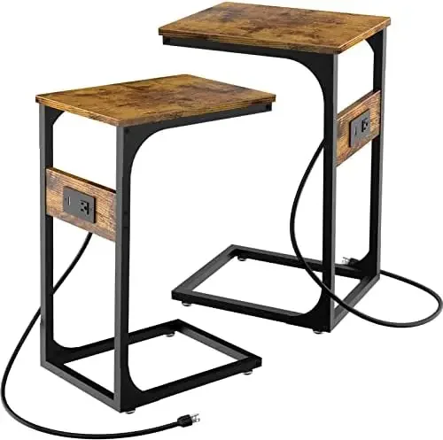 

Столик в форме конца с зарядной станцией, прикроватный столик с USB-портом и выходом, Диванный столик, C-столик для гостиной, набор Sma
