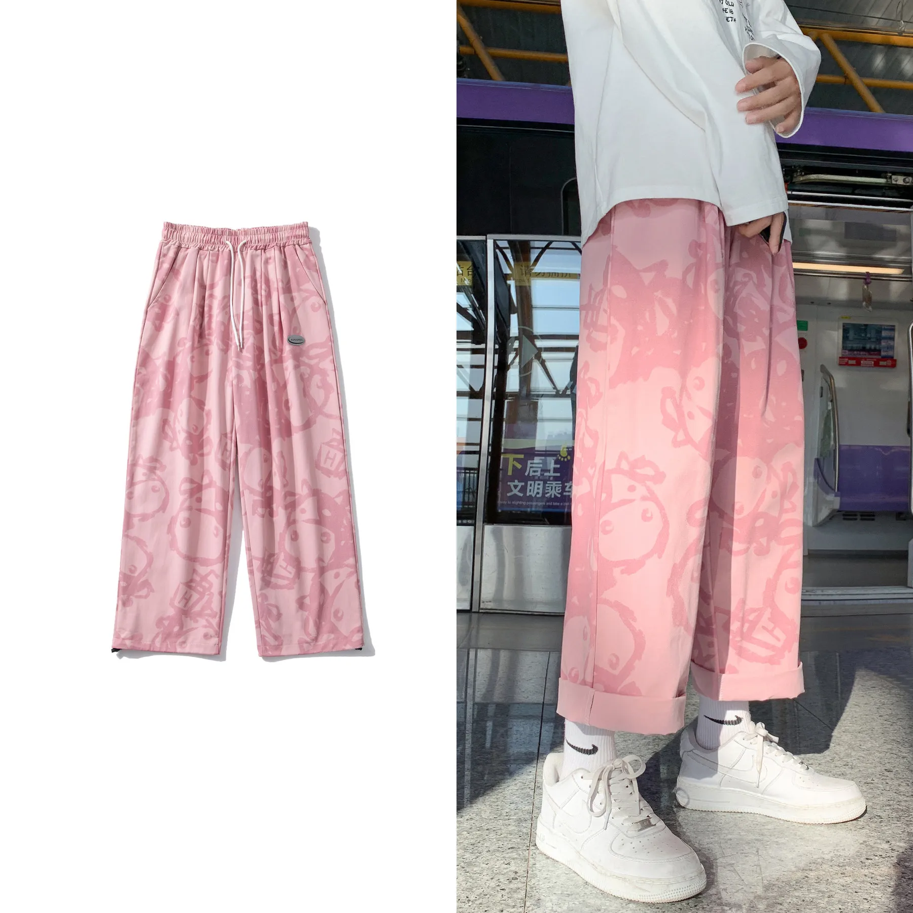 Мужские модные повседневные брюки 2022 года, прямые брюки с мультяшным принтом, мешковатые мужские брюки с эластичным поясом, 3 цвета, женские брюки
Мужские модные повседневные брюки 2022 года, прямые брюки с мультяшным принтом, мешковатые мужские брюки с эластичным поясом, 3 цвета, женские брюки